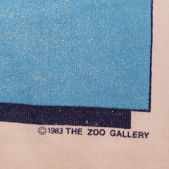 Vintage 1983 Zoo Gallery Zebra Art Shirt Medium 20x27 White - Picture 13 of 16